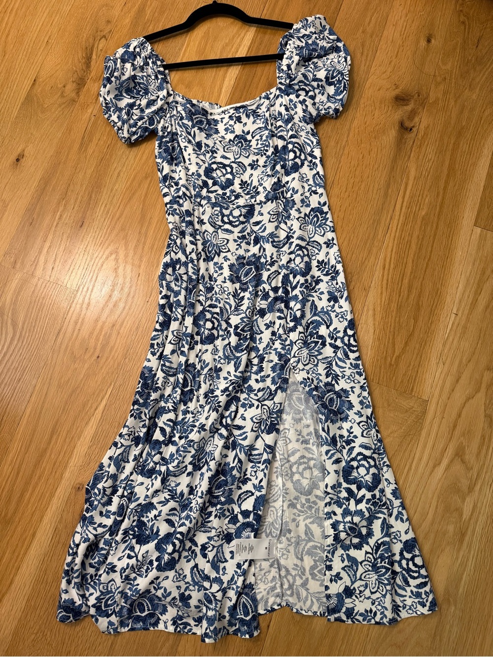 Francesca's Collections White Maxi Dress with Blue Floral Print - Picture 5 of 5
